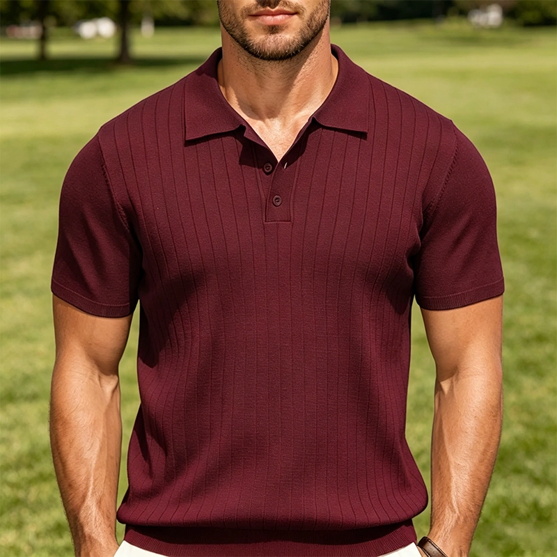 Mivanity Casual Ribbed Knitted Polo Shirts