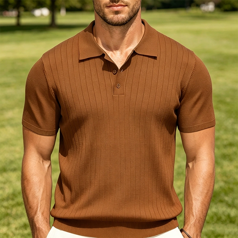 Mivanity Casual Ribbed Knitted Polo Shirts