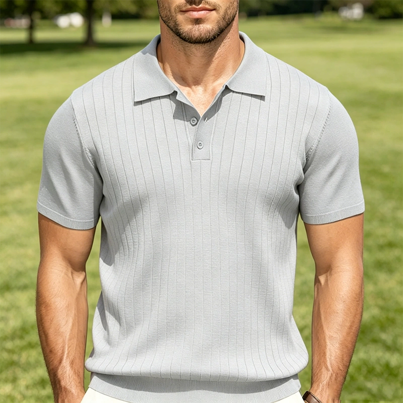 Mivanity Casual Ribbed Knitted Polo Shirts