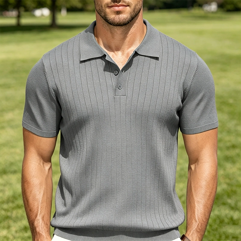 Mivanity Casual Ribbed Knitted Polo Shirts