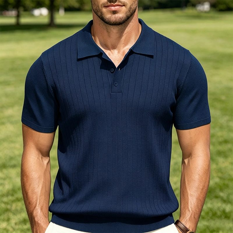Mivanity Casual Ribbed Knitted Polo Shirts