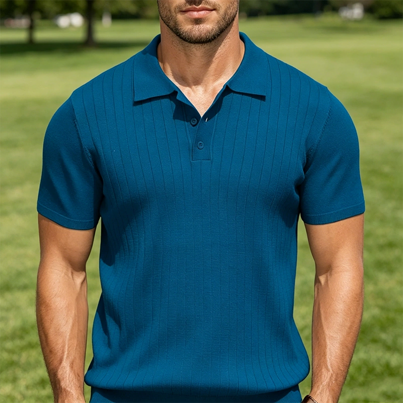 Mivanity Casual Ribbed Knitted Polo Shirts
