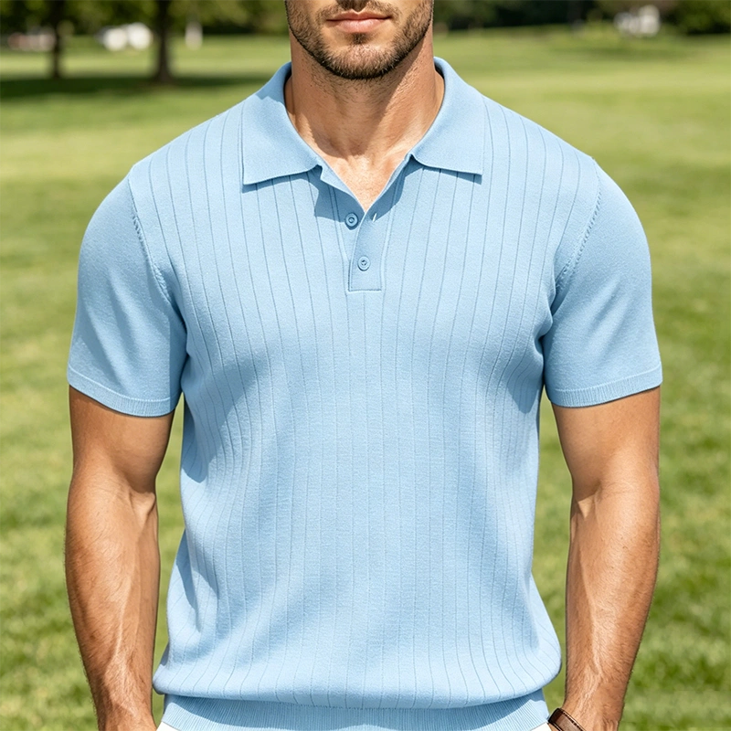 Mivanity Casual Ribbed Knitted Polo Shirts