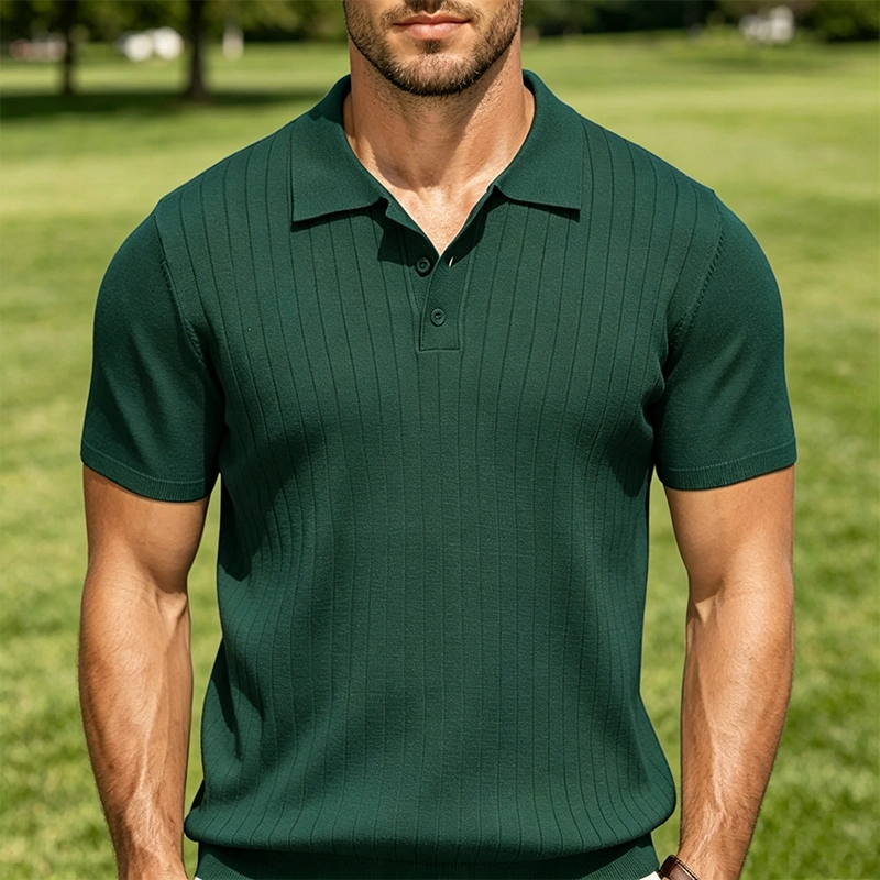 Mivanity Casual Ribbed Knitted Polo Shirts