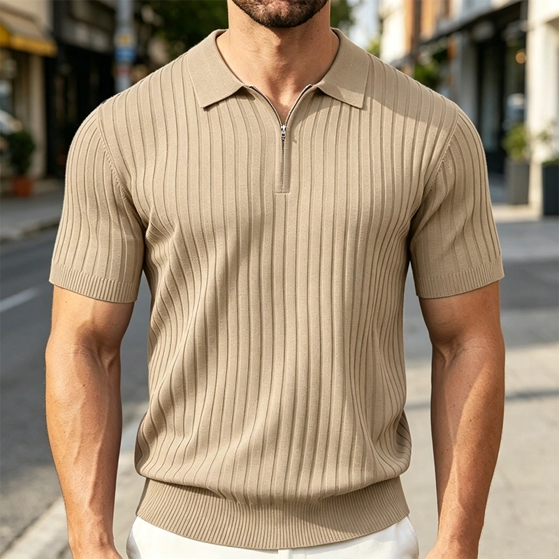 Mivanity Casual Stretch Ribbed Knit Polo Shirts