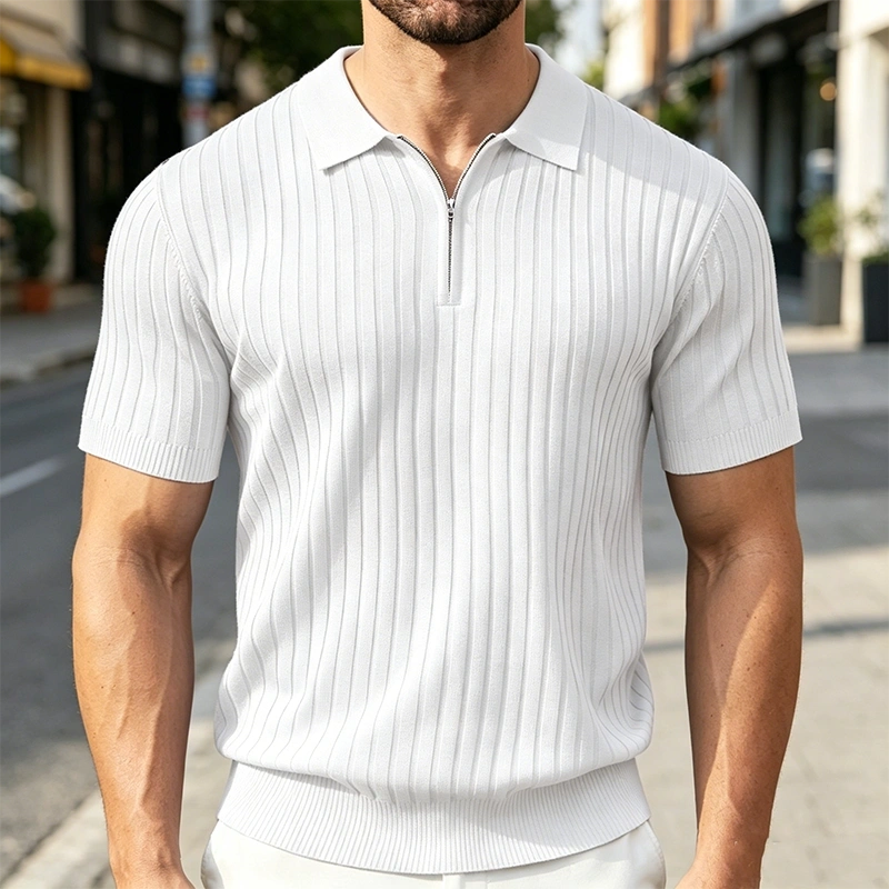 Mivanity Casual Stretch Ribbed Knit Polo Shirts