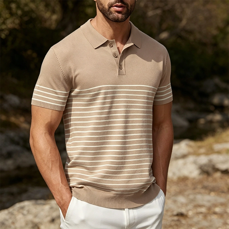 Mivanity Casual Stripe Knit Polo Shirts