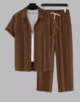 Mivanity Casual Striped Collared 2-Piece Sets