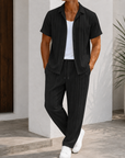 Mivanity Casual Striped Collared 2-Piece Sets
