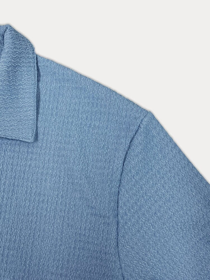 Mivanity Casual Water Ripple Textured Shirt Sets