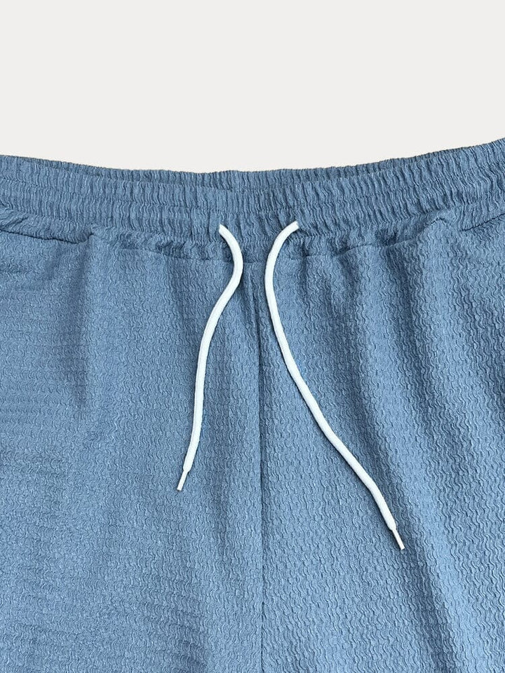 Mivanity Casual Water Ripple Textured Shirt Sets