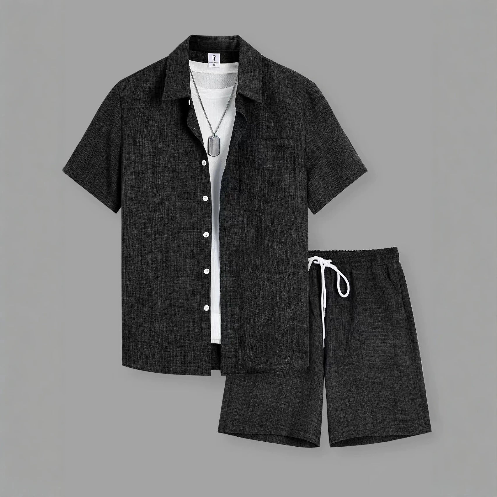 Mivanity Casual vacation 2-tone textured 2-piece sets