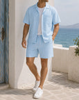Mivanity Casual vacation 2-tone textured 2-piece sets