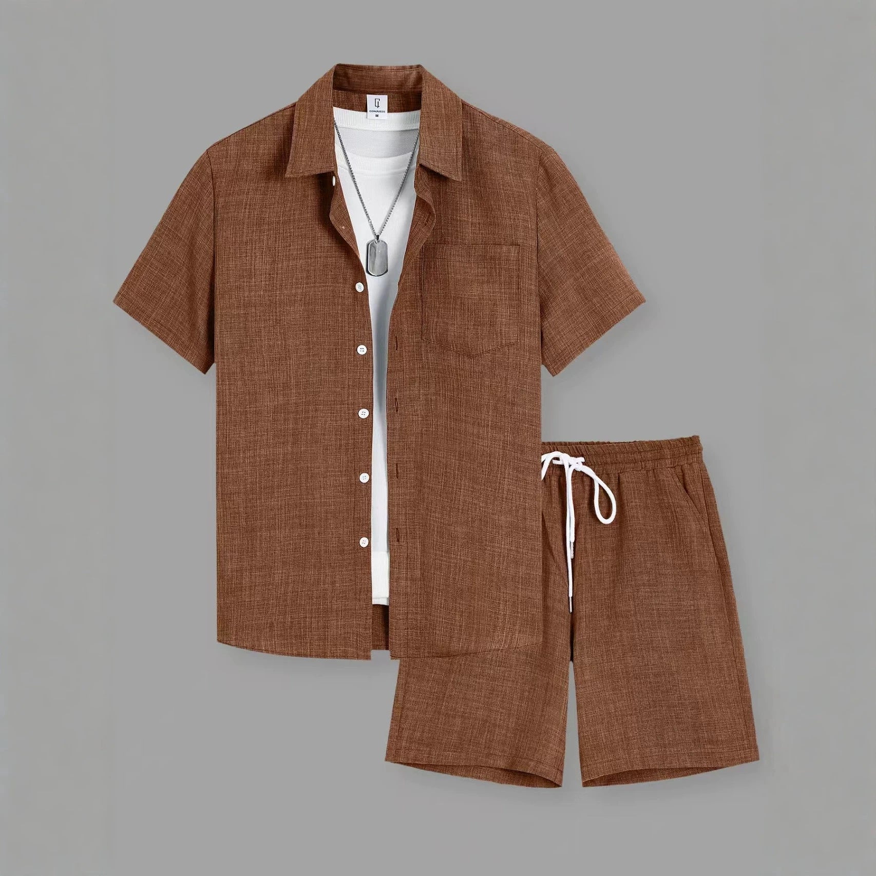 Mivanity Casual vacation 2-tone textured 2-piece sets