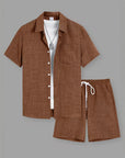 Mivanity Casual vacation 2-tone textured 2-piece sets