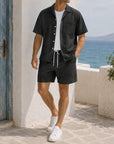 Mivanity Casual vacation 2-tone textured 2-piece sets