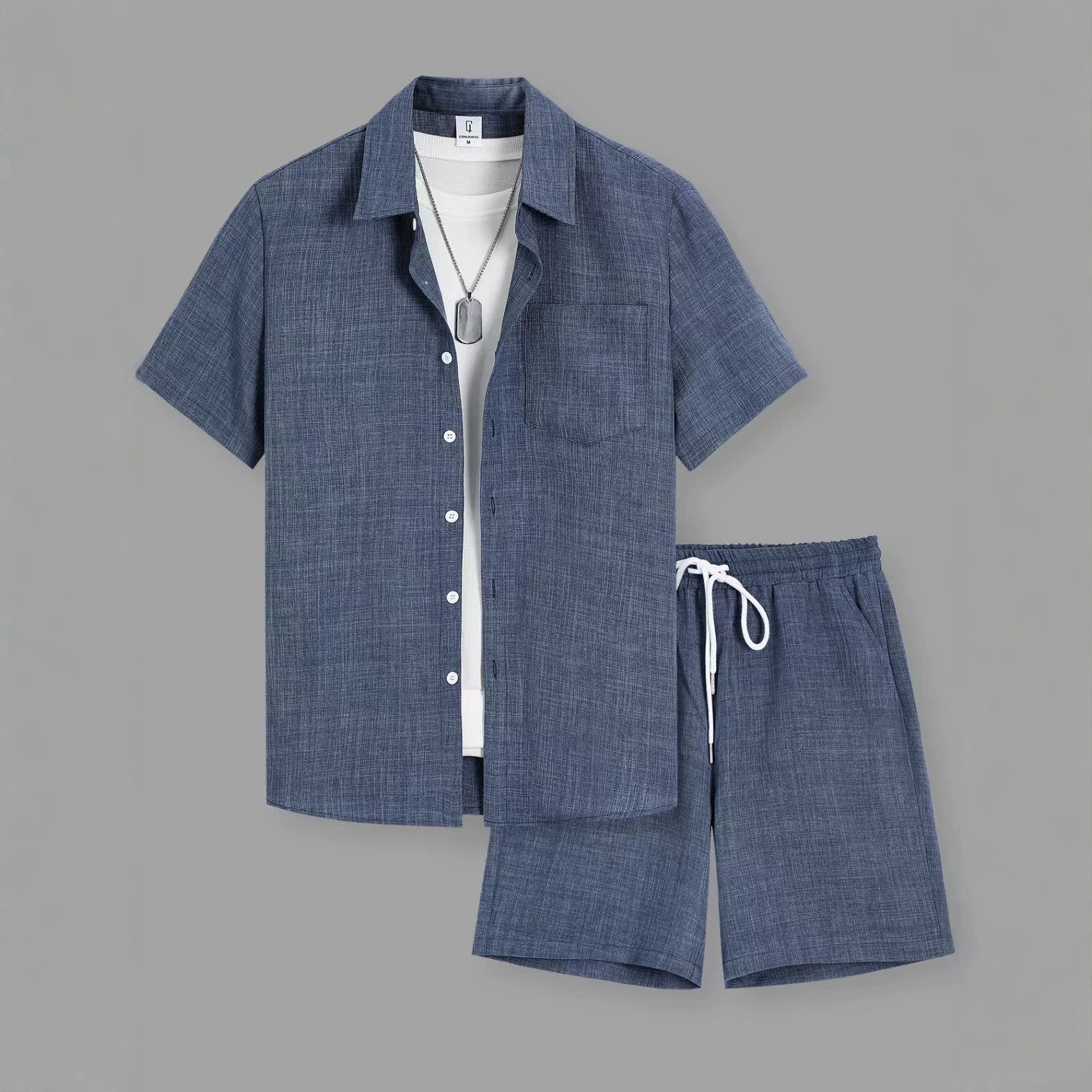 Mivanity Casual vacation 2-tone textured 2-piece sets