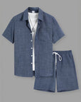 Mivanity Casual vacation 2-tone textured 2-piece sets
