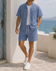 Mivanity Casual vacation 2-tone textured 2-piece sets
