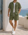 Mivanity Casual vacation 2-tone textured 2-piece sets
