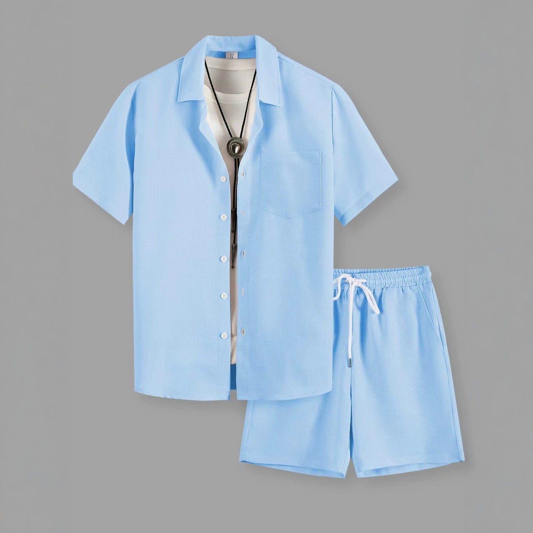 Mivanity Casual vacation 2-tone textured 2-piece sets