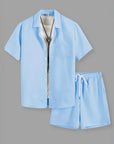 Mivanity Casual vacation 2-tone textured 2-piece sets