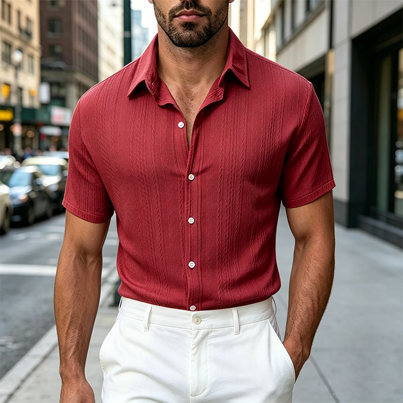Mivanity Comfort Jacquard Textured Casual Shirts