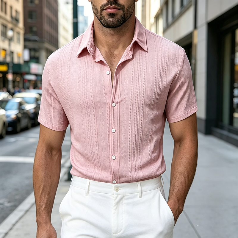 Mivanity Comfort Jacquard Textured Casual Shirts
