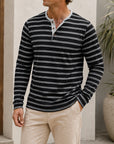 Mivanity Comfy Soft Stripe Henley Shirts