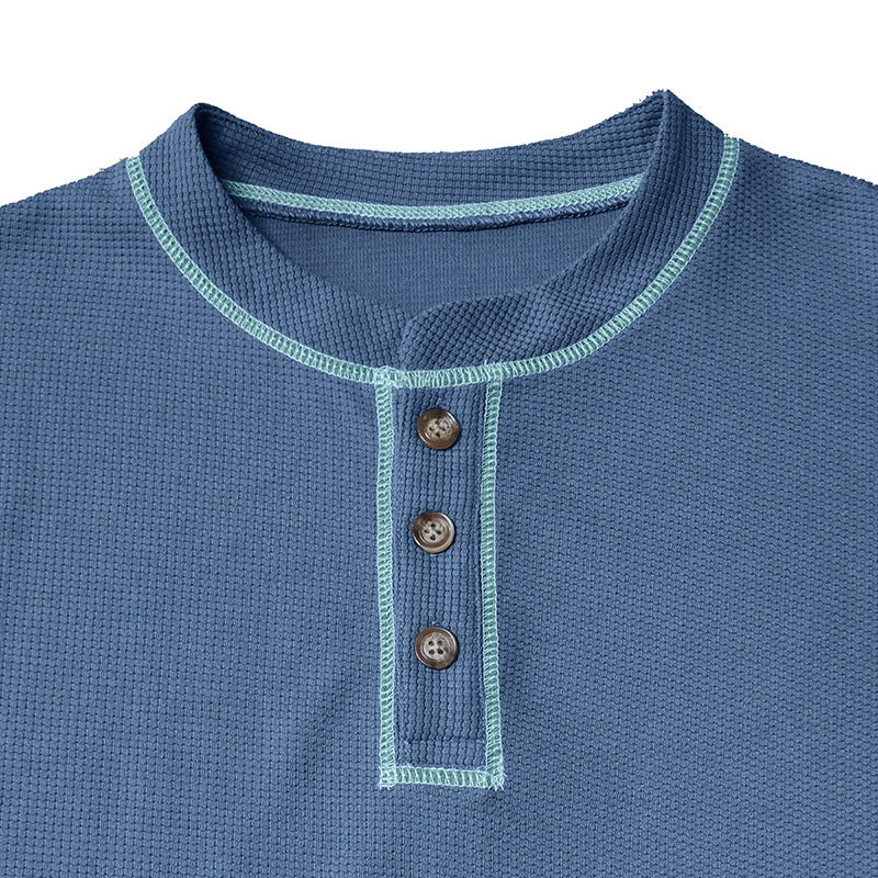 Mivanity Comfy Versatile Waffle Henley Shirt