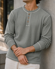Mivanity Comfy Versatile Waffle Henley Shirt