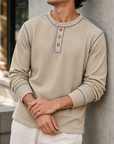 Mivanity Comfy Versatile Waffle Henley Shirt