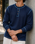 Mivanity Comfy Versatile Waffle Henley Shirt