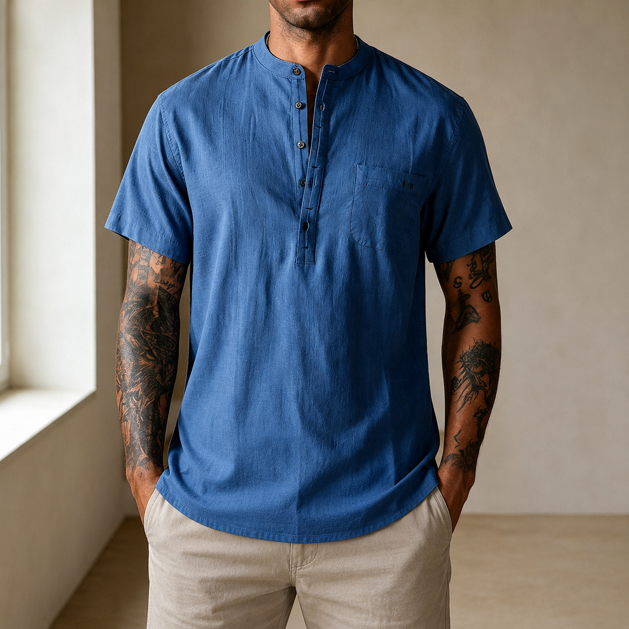 Mivanity Cozy Half Button Cotton Linen Shirts