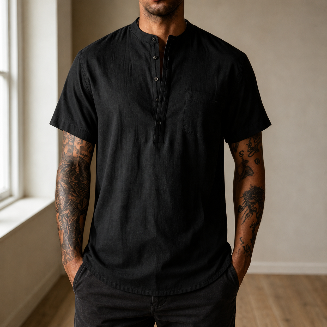 Mivanity Cozy Half Button Cotton Linen Shirts