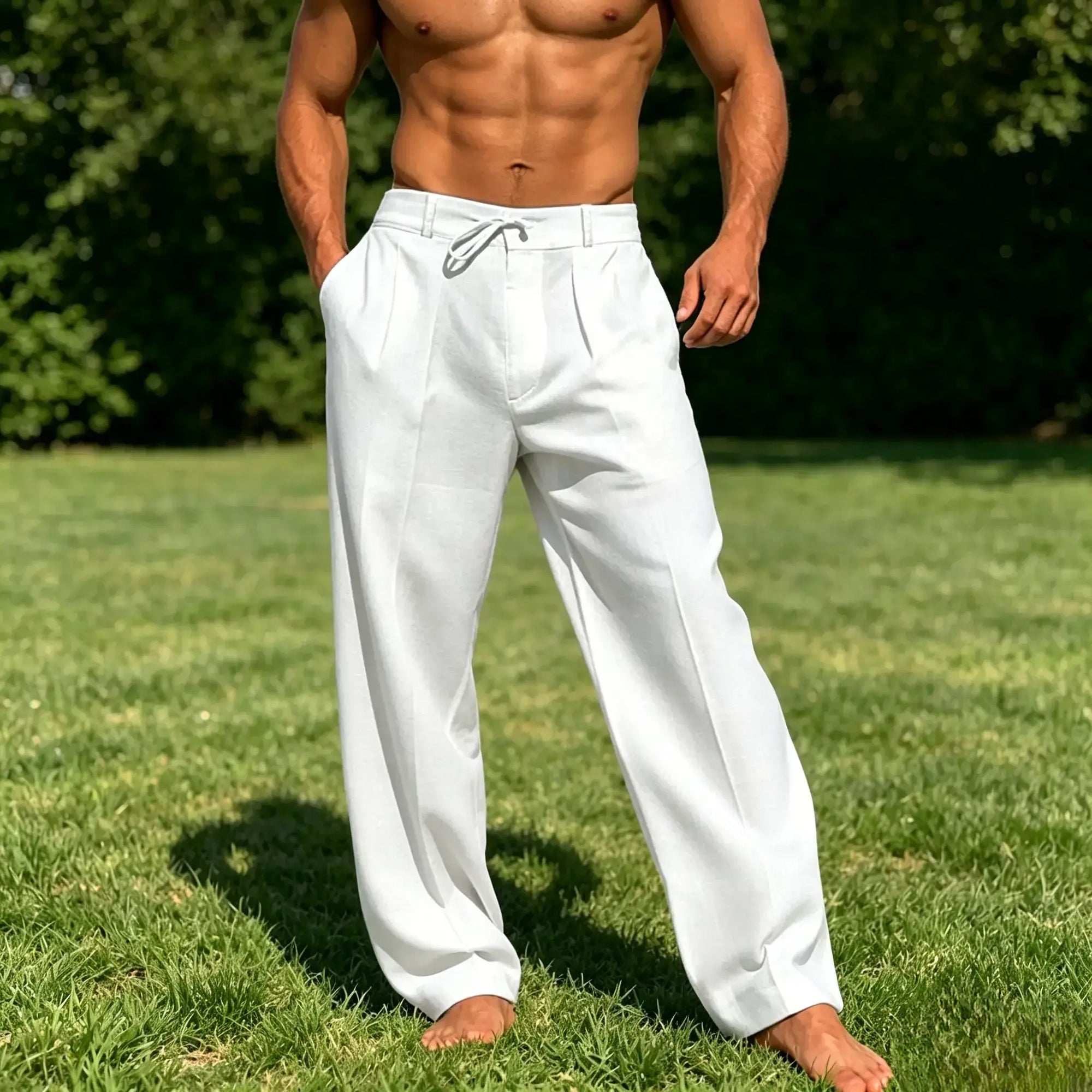 Mivanity Cozy Straight Leg Cotton Linen Pants