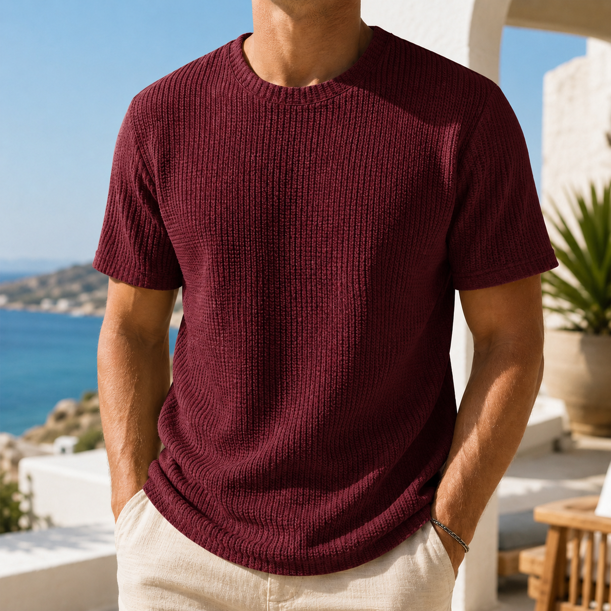 Mivanity Daily Round Neck Casual Texture Short-sleeved T-shirt