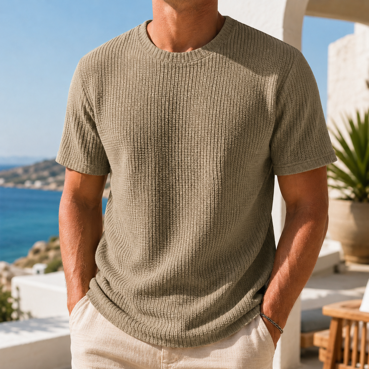 Mivanity Daily Round Neck Casual Texture Short-sleeved T-shirt