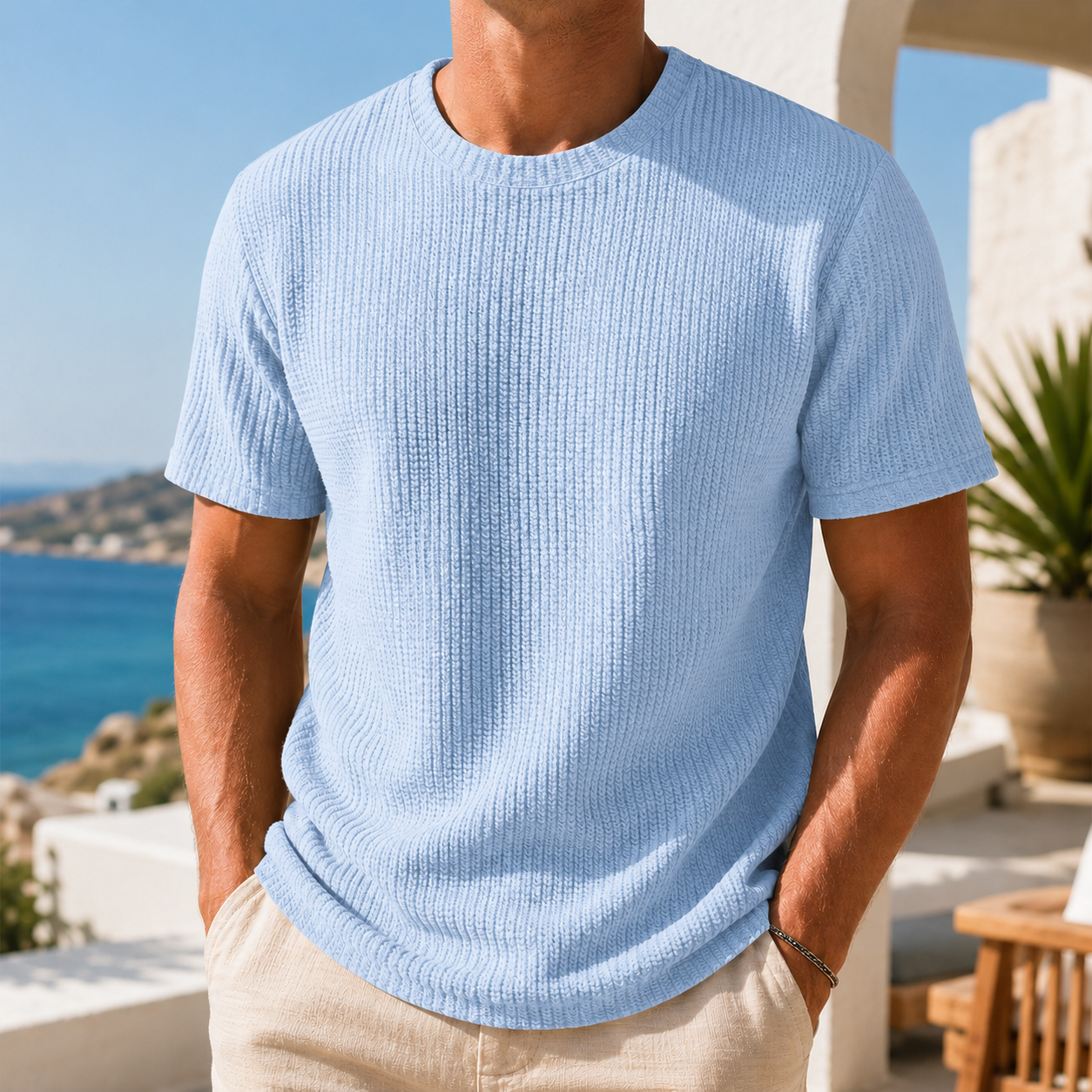 Mivanity Daily Round Neck Casual Texture Short-sleeved T-shirt