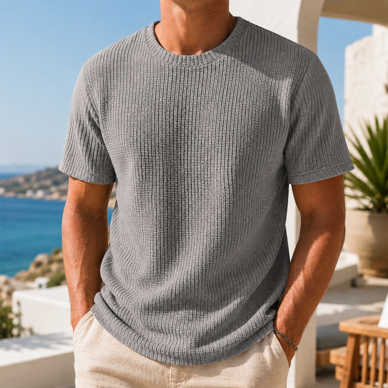 Mivanity Daily Round Neck Casual Texture Short-sleeved T-shirt