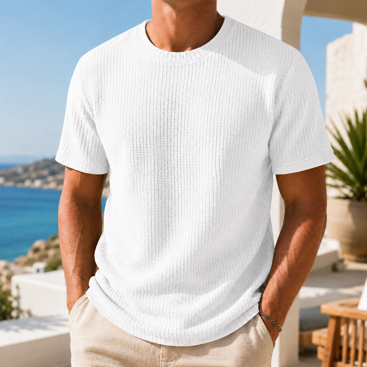 Mivanity Daily Round Neck Casual Texture Short-sleeved T-shirt