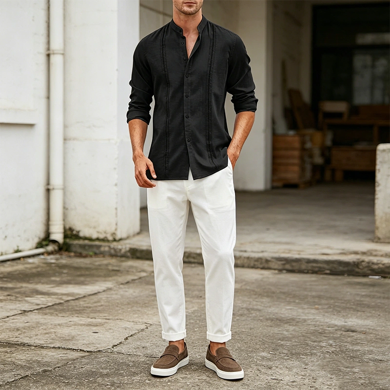 Mivanity Embroidered Guayabera Linen Shirts