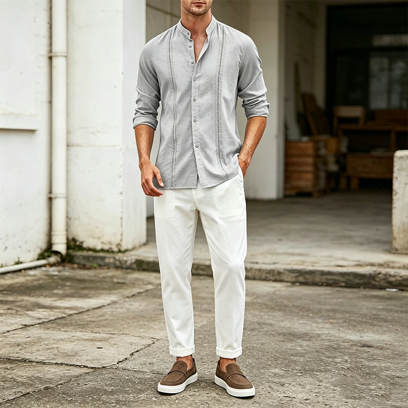 Mivanity Embroidered Guayabera Linen Shirts