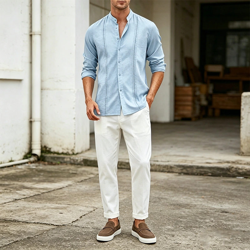 Mivanity Embroidered Guayabera Linen Shirts