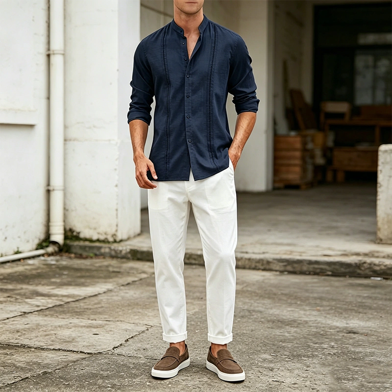 Mivanity Embroidered Guayabera Linen Shirts