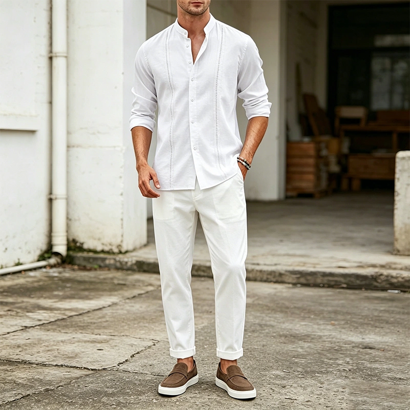 Mivanity Embroidered Guayabera Linen Shirts