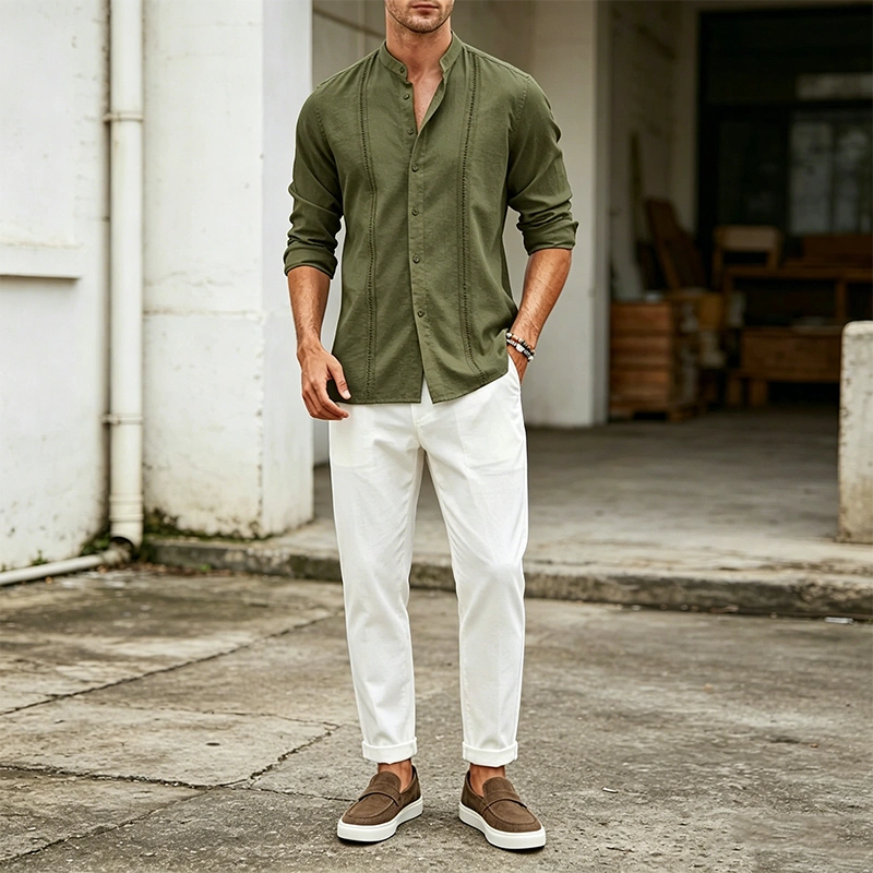 Mivanity Embroidered Guayabera Linen Shirts