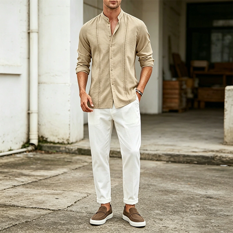 Mivanity Embroidered Guayabera Linen Shirts