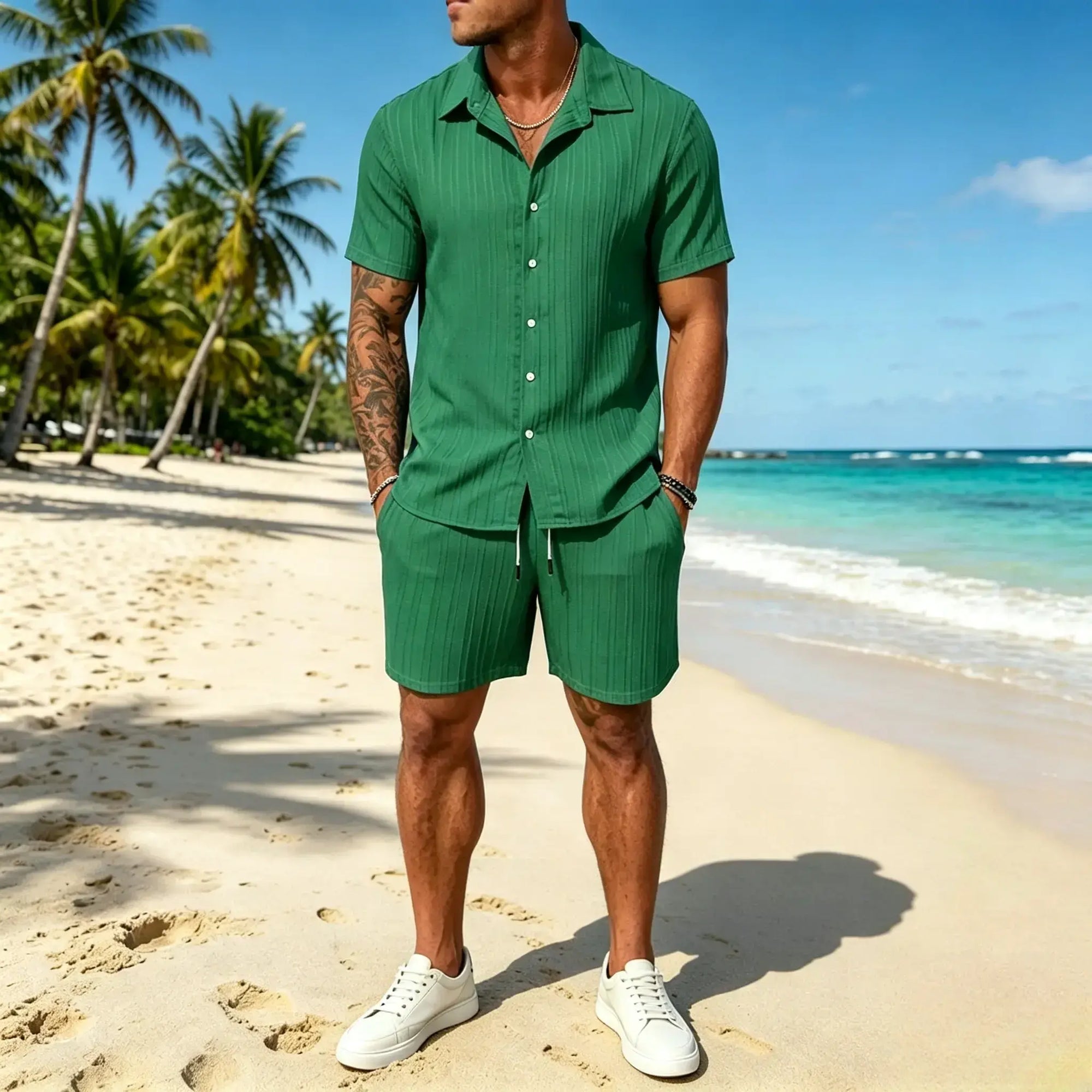 Mivanity Leisure Textured Shirt Sets