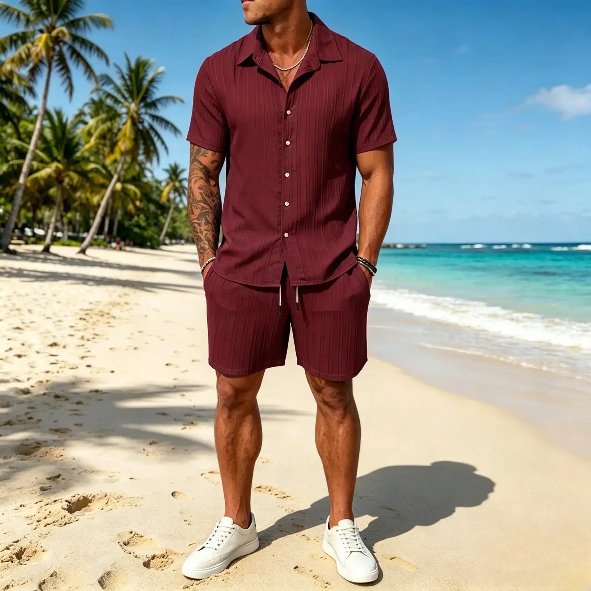 Mivanity Leisure Textured Shirt Sets